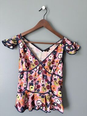 Tocca Pink Multi Floral Trimmed Tank